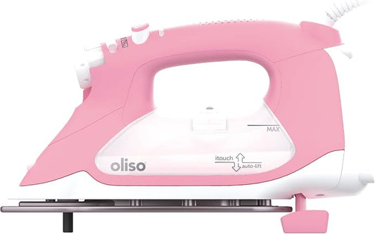 oliso TG1600 ProPlus Auto-Lift Steam Iron - Sewing Quilting & Clothes Ironing – 1800W, Rosé
