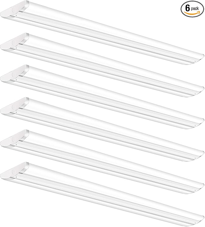 ANTLUX Ultra Slim 4FT LED Wraparound Light, 50W 4 Foot Shop Lights for Garage, No Glare, 5600LM, 4000K, Compact Flush Mount Ceiling Fixtures for Kitchen Workshop, Fluorescent Tube Replacement, 6 Pack