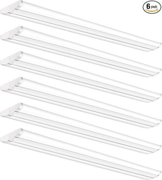 ANTLUX Ultra Slim 4FT LED Wraparound Light, 50W 4 Foot Shop Lights for Garage, No Glare, 5600LM, 4000K, Compact Flush Mount Ceiling Fixtures for Kitchen Workshop, Fluorescent Tube Replacement, 6 Pack