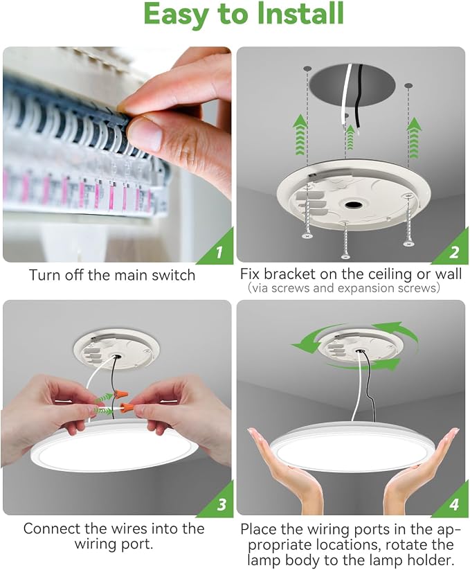 zemty 23 Inch LED Flush Mount Ceiling Light, Super Slim 56W 5040lm LED Ceiling Light, 3 Color Temperature in One 3000k/4500k/6000K Round Light Fixture for Bedroom, Kitchen, Dining Room (White)