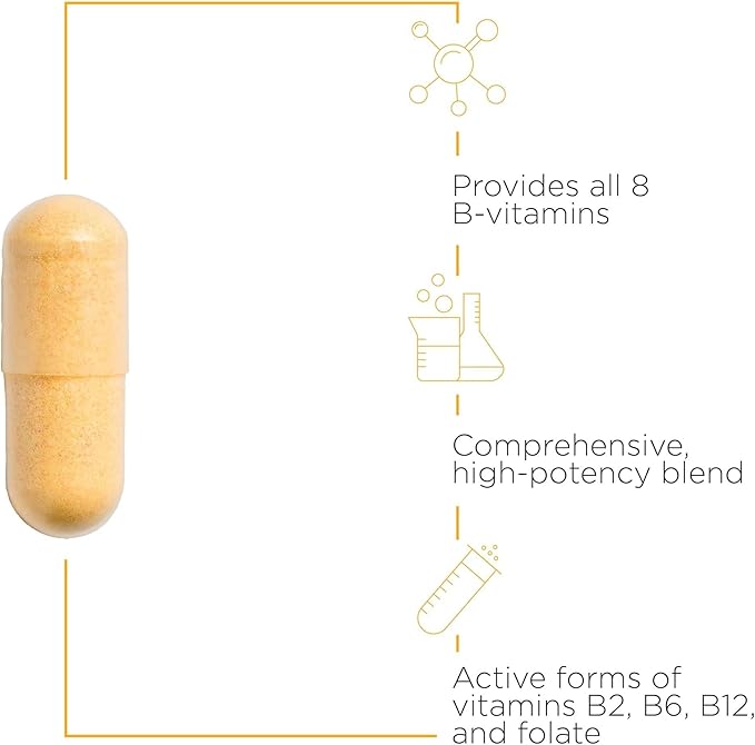 Integrative Therapeutics Active B-Complex - avec Choline et Méthylfolate - Soutien de l'énergie cellulaire, de la fonction immunitaire et de la santé cardiaque avec les vitamines B2, B6 et B12* - Sans gluten - 120 capsules (60 portions)