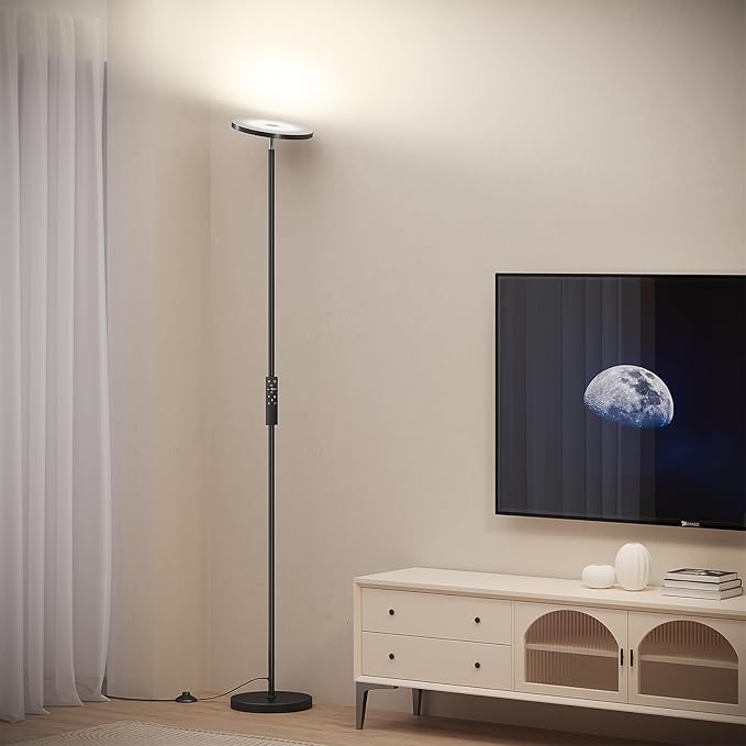 SUNMORY Floor Lamps for Living Room, 32W/3000LM Super Bright LED Floor Lamp with Remote Control, 69" Tall Standing Lamp with Stepless Dimmable, Modern Torchiere Corner Lamp for Bedroom, Office
