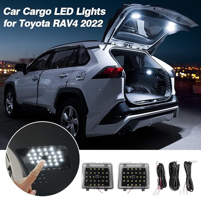 Powerty LED Lights for Toyota RAV4 2022-2024 2025 Accessories Cargo Lamps Decorative Atmosphere Lamp Trunk Ceiling Lighting 2 PCS