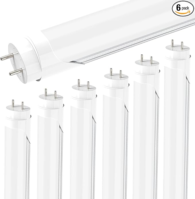 JESLED T8 4FT LED Type A+B Tube Light Bulbs, 24W 5000K, 3200LM, Plug and Play or Ballast Bypass, 4 Foot LED Flourescent Replacement Tubes, Dual-end Powered, Frosted, Garage Warehouse Lights(6 Pack)