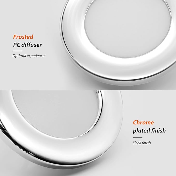 Dream lighting LED RV Lights Under Cabinet Lighting 12 Volt Recessed RV Lights Interior Puck Light, 3 Watts 200 Lumens, 3000K-Warm White Light, 2.75inch Chrome Plastic Shell, No Switch, Pack of 6