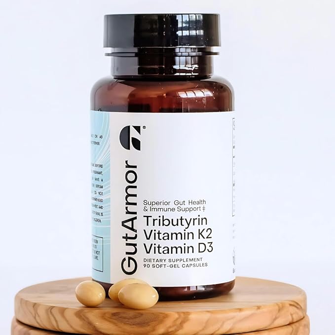 GutArmor Santé Intestinale & Cardiaque + Soutien Immunitaire | Cure de 3 Mois | 90 Capsules Molles | Butyrate Pur 350mg & Vitamine D3 2000 UI & Vitamine K2 120mcg | Santé Cardiaque | Soutien Gastro-Intestinal