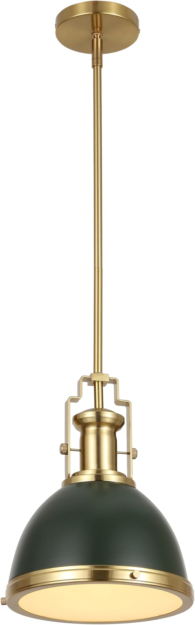 JONATHAN Y 10" Brass Gold Kombu Green 1-Light Metal Dome Pendant Modern Industrial Hanging Light for Kitchen Island Dining Room Adjustable Height LED Bulb Included JYL9535H