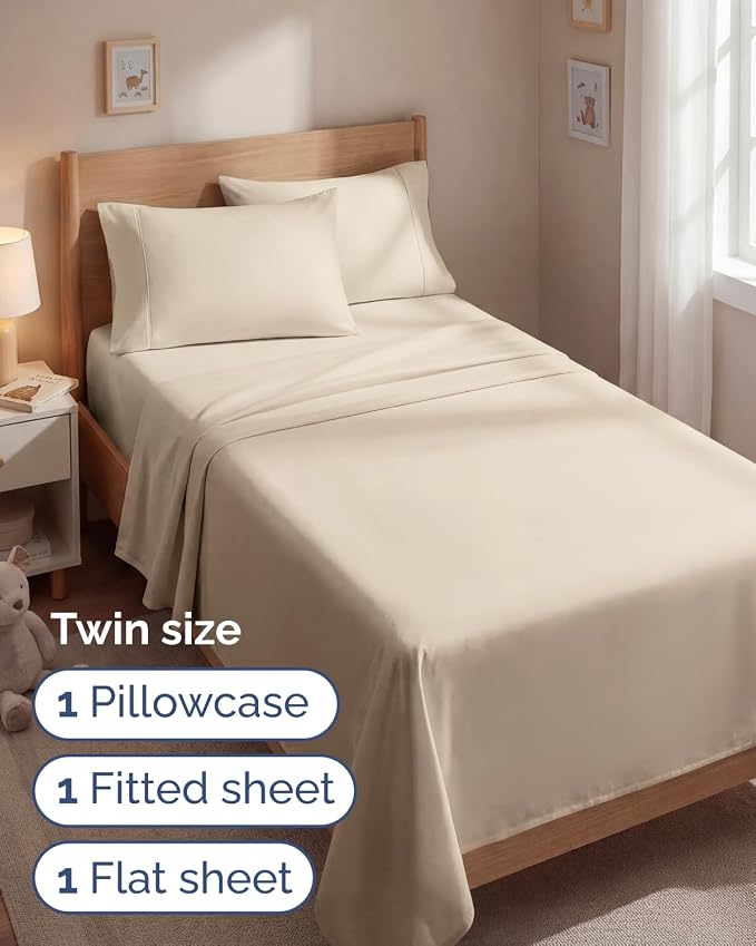Twin 4 Piece Sheet Set - Comfy Breathable & Cooling - Ultra Soft Hotel Luxury Bedding Set with 8-16 Inch Deep Pockets - 1 Flat & 1 Fitted Sheet & 2 Pillowcases - Cozy, Wrinkle Free & Easy Care - Wheat