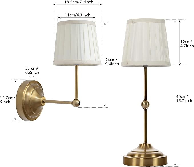 Battery Operated Wall Sconces Set of 2, Gold Rechargeable Wall Lights with 10000mAh RGB Dimmable Magnetic Bulbs and Remote,16 Colors Cordless Wall Lamps for Bedroom Living Room Hallway Decor