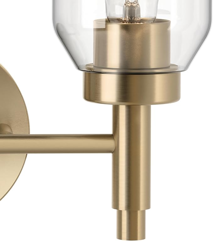 Kichler Madden 2-Light Bathroom Vanity Light Fixture with Clear Glass Shades, Modern Wall Mount Lighting in Champagne Bronze for Single or Double Vanity (10.5" x 14.25"), 55184CPZ