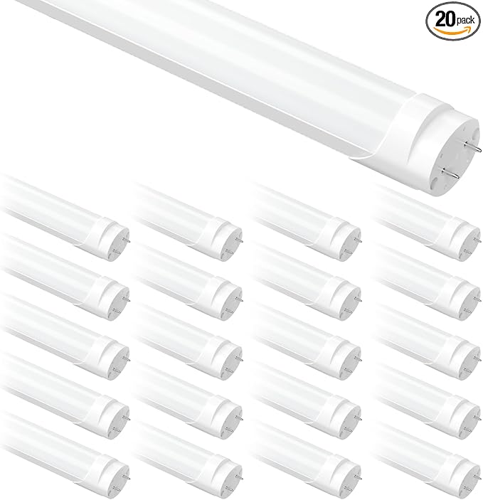 20 Pack T8 LED Bulbs 4 Foot Type A+B, 24W 3200LM 5000K Daylight, Plug and Play, F32T8 or F40T12 Fluorescent Light Bulbs 48 Inch Tube Lights Replacement, Double or Single End Powered