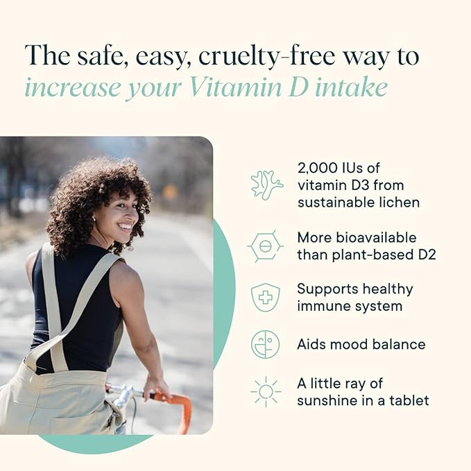 Vitamine D3 Ora Organic 2000 UI – Vitamine D végétalienne à croquer à base de lichen pour la santé des os, le soutien immunitaire et l'humeur | Absorption maximale – 1 mois d'approvisionnement, 30 comprimés à croquer végétaliens à la vanille (lot de 2)