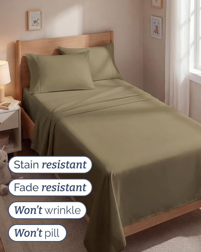 Twin 4 Piece Sheet Set - Comfy Breathable & Cooling - Ultra Soft Hotel Luxury Bedding Set with 8-16 Inch Deep Pockets - 1 Flat & 1 Fitted Sheet & 2 Pillowcases - Cozy, Wrinkle Free & Easy Care - Khaki