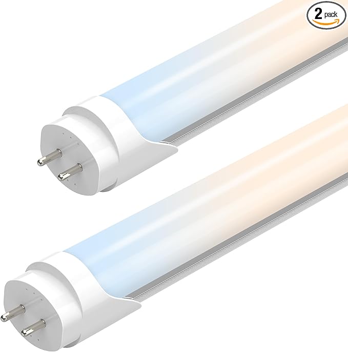 T8 LED Bulbs 4 Foot, LED Tube Lights 4ft Type A+B, 24W, 3200LM, 6 CCT(3000K-6500K) Plug and Play or Ballast Bypass, Fluorescent Light Bulb 48 Inch T10 T12 Tube Replacement, Dual-Ended, Frosted, 2 Pack