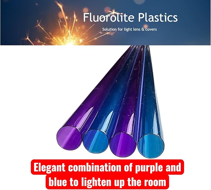 T5 F28 4' | T-5 Tube Lamps Sleeves | 48" Fluorescent Tube Guard with End Caps | 3/4" Wide | Fluorolite Plastics | Color: PURPLE AND BLUE | 6 Pack