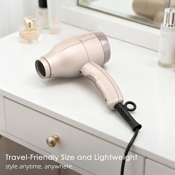 TOME Hair Dryer with Diffuser, 1875W Ionic Blow Dryer with Comb Attachment and Concentrator for Home Use, Fast Drying with Cool Shot and 2 Heat & 2 Speed Settings, 125V, Pink