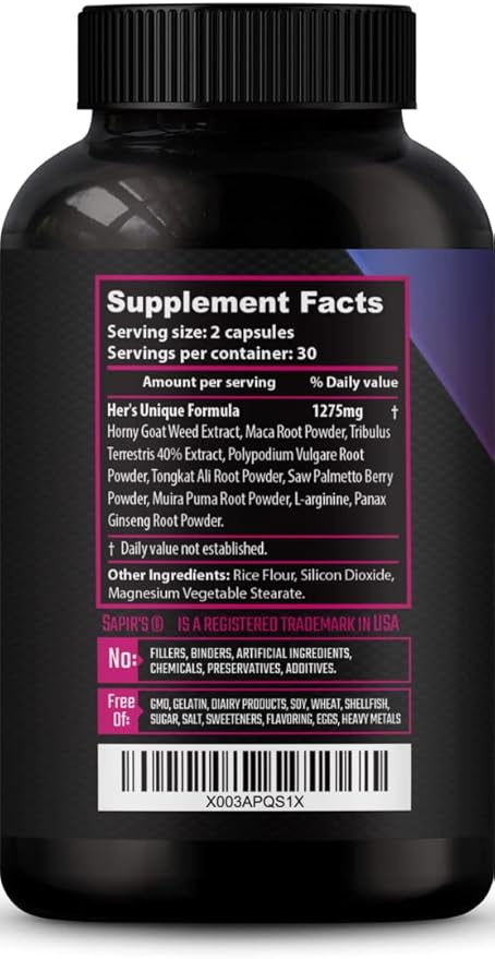 Female Libido Booster for Women - Increase Passion, Desire & Excitement - Relieve Stress, Reduce Dryness & Heighten Sensitivity, Her's Hornygoatweed Energy Supplement for Women in the Mood Enhancer