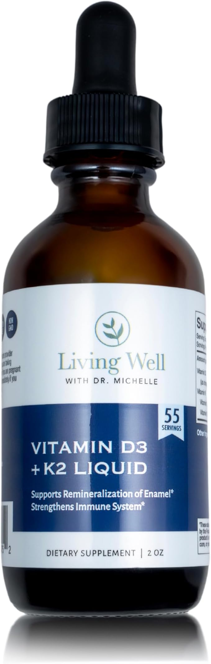 Vitamine D3 liquide 2000 UI avec K2 + K1 – Supplément de soutien immunitaire et osseux – Développé par des dentistes pour des dents et des os solides et une meilleure absorption du calcium – Sans OGM, sans gluten, sans soja – Goût agréable – 60 ml