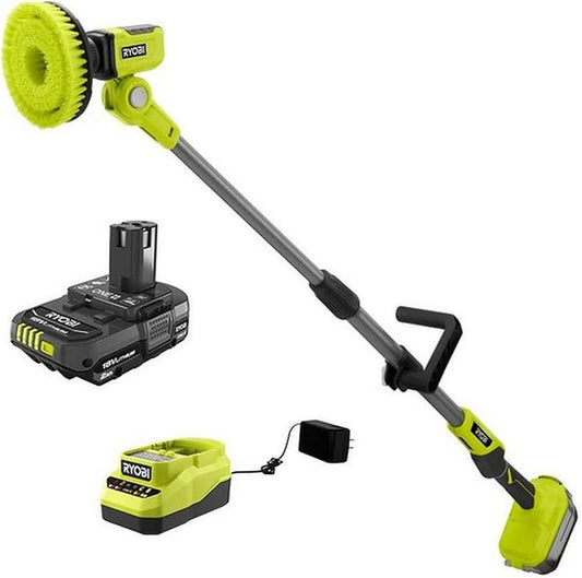 RYOBI ONEAND 18V Cordless TELESCOPING Power Scrubber KIT with 2.0 AH Battery and Charger P4 | P4500K