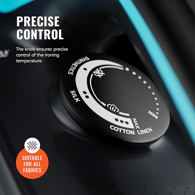 Pursteam SteamBurst+ 1750W Steam Iron, Ceramic Soleplate, Adjustable Steam, Burst of Steam, Self-Clean, Anti-Calc, Anti-Drip, Powerful & Long-Lasting Steam for All Fabrics