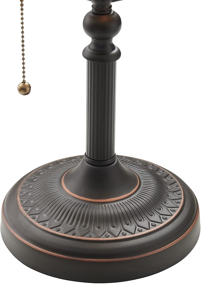 Matted Orange Glass Bankers Desk Lamp with Pull Chain Switch Plug in Fixture