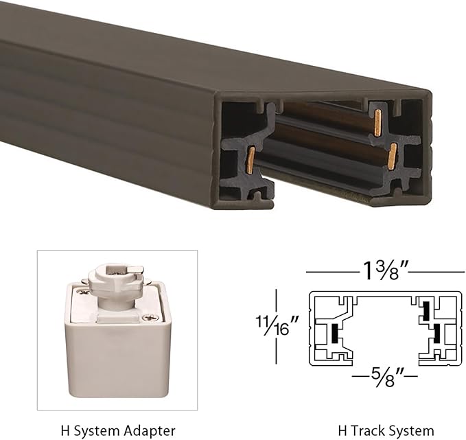 WAC Lighting, H Track 4FT Single Circuit 120V with 2 Endcaps in Dark Bronze