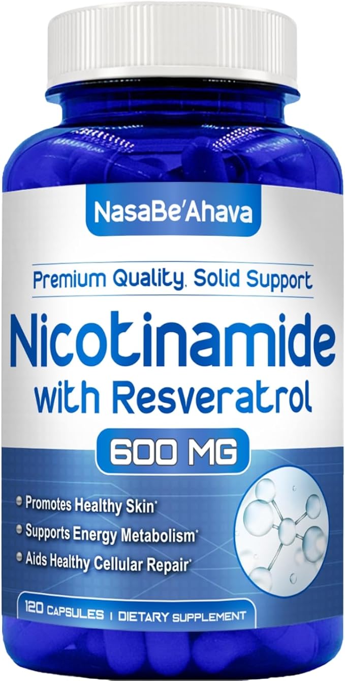 レスベラトロールとビタミンB3ニコチンアミド500mg | NAD+プレカーサーと長寿複合体、ナイアシンフラッシュフリーなビタミンB3ニコチンアミド配合、エイジングスキン、エネルギー、細胞サポート用 (120日分)