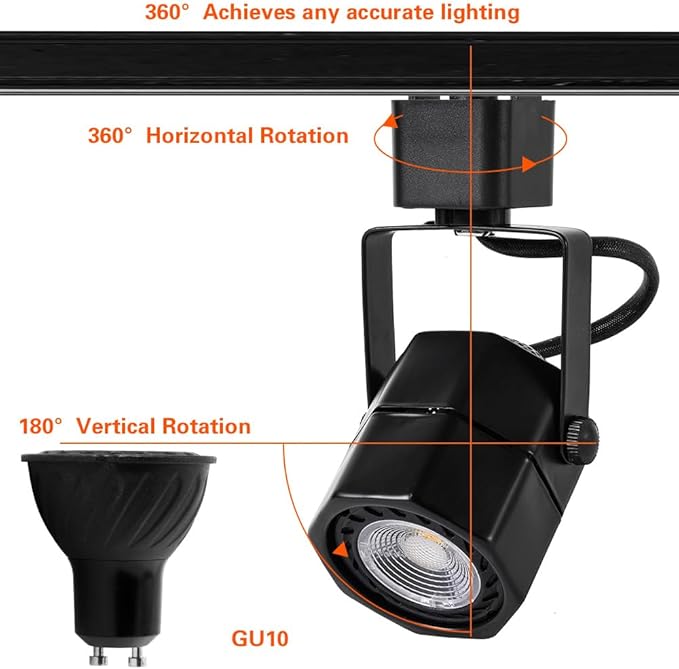 10W LED Track Lighting Heads Compatible with Single Circuit H Type Track Light Rail Dimmable Ceiling Spotlight for Accent Task Wall Art Lighting 24° (3000K Warm White 6 Pack) (Black 8W)