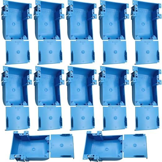 1-Gang Blue Shallow Work Box,Old Work Outlet Box,Non-Metallic,18 Cubic Inch,Switch/Outlet Box with Living Hinges(12 Pack)