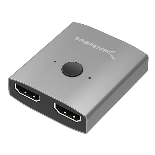 SABRENT HDMI Switch, 4K@60Hz HDMI Switcher, Splitter 2 in 1 Out, Supports HDR, 3D, Dolby, Compatible with Laptops, PC, Xbox Series, PS5 / PS4, Projector, and More (DA-HSW2)