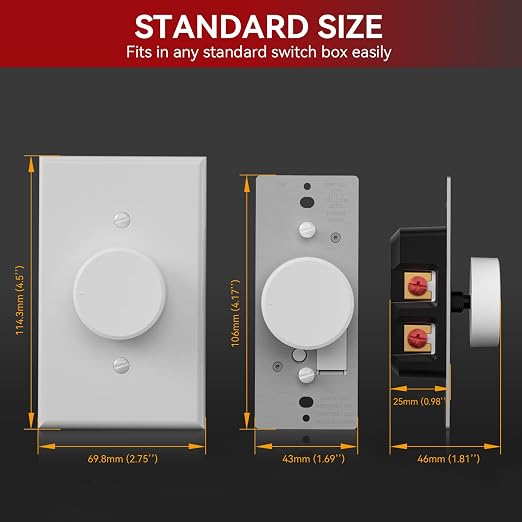 AIDA Digital Light Toggle Dimmer Switch for Dimmable LED, CFL & Incandescent Bulbs, Single Pole/3-Way, Screwless Wall Plate Included, UL Listed, No Neutral Wire, 10 Pack