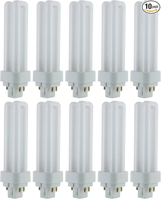 Sunlite PLD13/E/SP50K Compact Fluorescent PLD 4-Pin Double U-Shaped Twin Tube, 13 Watts, 120 Volts, 780 Lumens, 5000K Daylight, 4-Pin G24q1 Base, 10 Pack