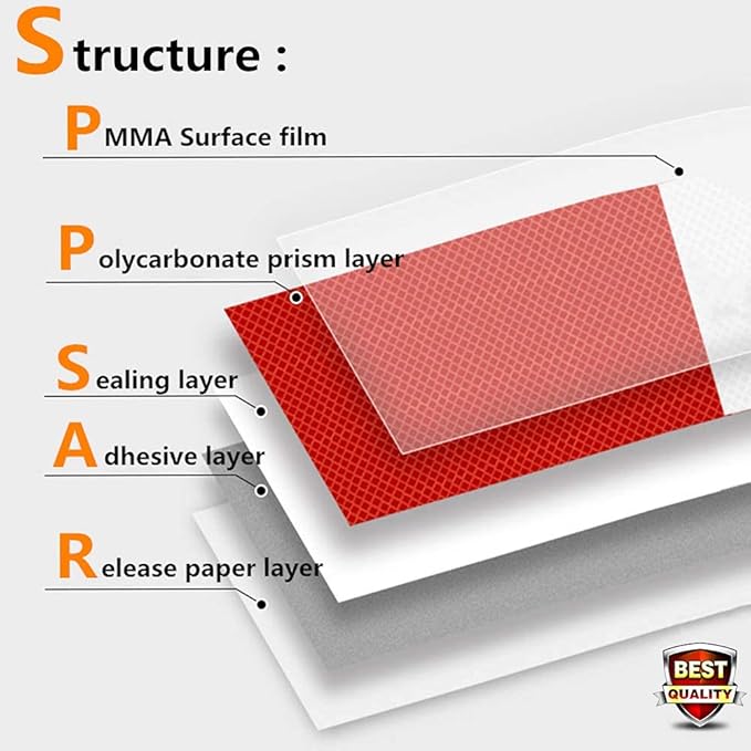 WAENLIR 2 inch x 160Feet Dot Reflective Tape Outdoor Waterproof High Visibility Safety Tape, Red and White Adhesive Conspicuity Tape for Trailer, Cars, Trucks, Cinta reflectiva para camiones