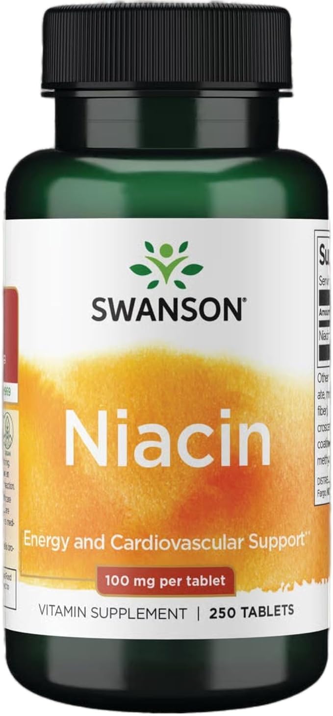 Swanson Niacine (Vitamine B3) - Supplément vitaminique favorisant la santé cardiaque et le métabolisme des glucides - Favorise la production naturelle d'énergie - (250 comprimés, 100 mg NE chacun)