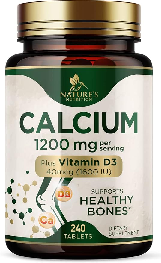 Calcium 1200 mg with Vitamin D3 - Per Serving - Bone Health Supplement - Vitamin D & Calcium Supplements for Women & Men - Bone Strength Support - Natural Calcium Pills - Bottled in USA - 240 Tablets