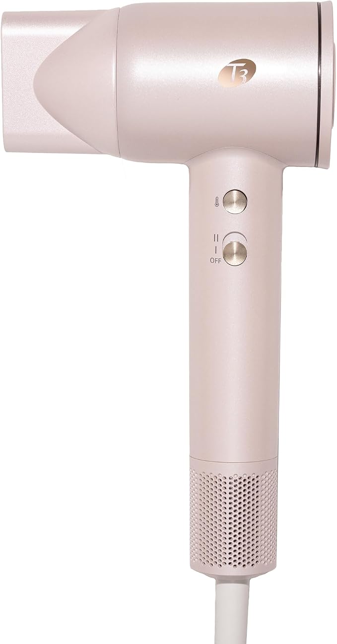 T3 LuxeDry Ionic Hair Dryer Set, Blow Dryer with Diffuser for Curly, Wavy & All Hair Types, Drying & Styling Concentrators, 3 Heat & 2 Speed Settings, Cool Shot, Frizz-Free Shine