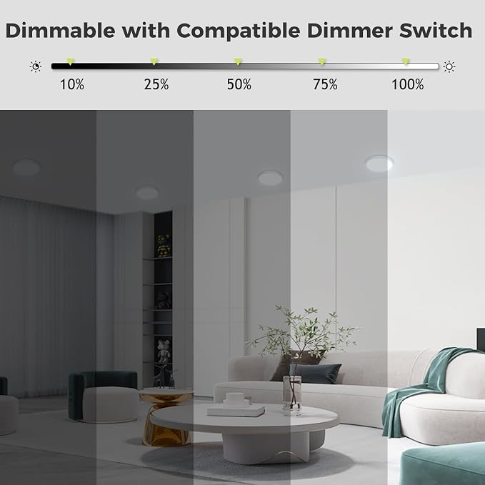hepside 1PACK Flush Mount LED Ceiling Light Fixture White, 6.5Inch 12Watt, Dimmable & 3000K-4000K-6500K Ceiling Lamp 1200LM Low Profile Ceiling Light for Kitchen Bedroom Hallway Porch