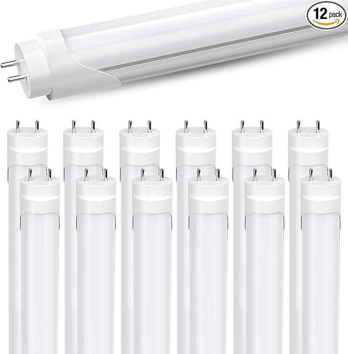 JESLED Flourescent Light Bulbs Replacement 4FT,T8 Led Bulbs 4 Foot Type A+B,24W 3200LM 6000K Frosted,Dual-End Powered,F32T8 or F40T12 Fluorescent Bulbs,Office Shop Warehouse Lights 12Pack