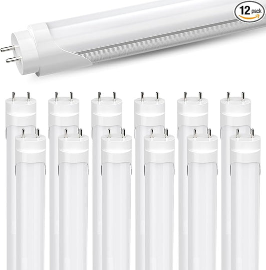 JESLED Flourescent Light Bulbs Replacement 4FT,T8 Led Bulbs 4 Foot Type A+B,24W 3200LM 6000K Frosted,Dual-End Powered,F32T8 or F40T12 Fluorescent Bulbs,Office Shop Warehouse Lights 12Pack