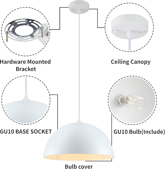 White Large Pendant Light 2 Packs,19.7inches, Kitchen Pendant Lights, Oversized Island Pendant Lights, Farmhouse Pendant Light, Pendant Light for Bedroom, Kitchen Island