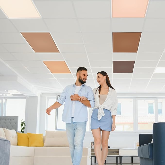 QOUBAI 6PCS Fluorescent Light Covers, 4x2 Feet Magnetic Light Cover Fluorescent Lights Shade Panel Positive Inspirational Ceiling Lights Filters for Office Classroom Home Drop Ceiling Brown