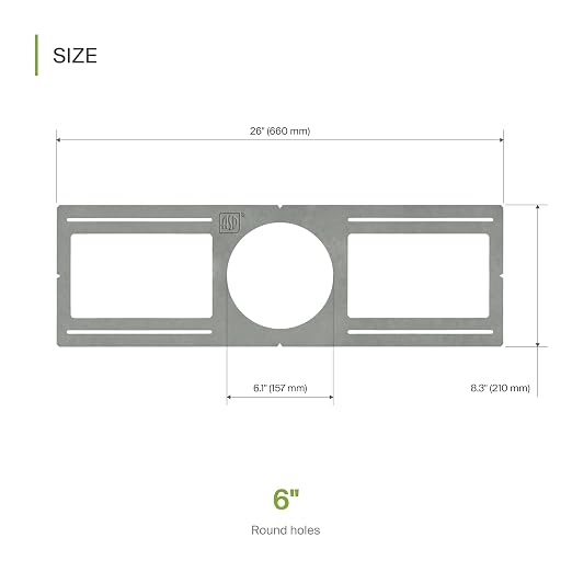 ASD 6 Pack New Construction Mounting Plate Round Hole - 6 Inch Flat Galvanized Steel Wafer Light Rough in Plate, Shallow Light Fixture Mounting Bracket for LED Recessed Lighting