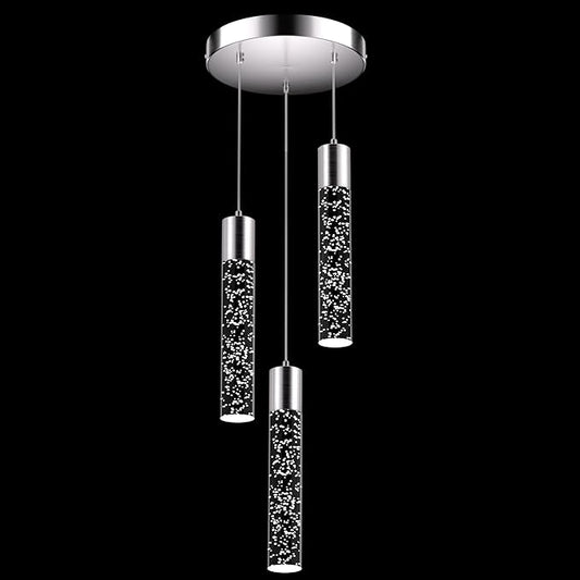 Pendant Lights Kitchen Island, 6500K Modern Kitchen Island Lights Brushed Nickel, Ceiling Lighting Fixtures with Crystal Bubble, Integrated LED Hanging Light for Dining Room 1 Pack(3-Light)
