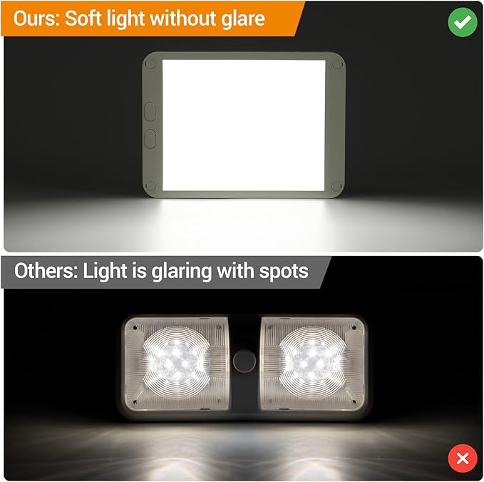 CT CAPETRONIX RV Lights Interior 12V, 6W Ultra Thin LED Camper Lights 3 Color Temp, Dimmable Anti-Glare 12 Volt LED Light Fixture, RV Ceiling Dome Light with Switch for RV/Camper/Trailer/Boat (2Pack)