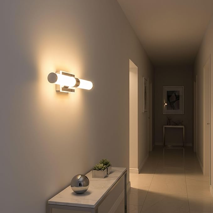 20 Inch LED Vanity Light Bar with Motion Sensor, Dual LED Source | 4 Lighting Modes (incl. Night Light) | 3000K Warm White, Dimmable, CRI 90+, 1040LM, ETL Listed (Chrome)