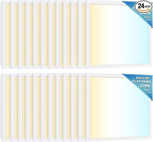 Sunco 24 Pack 2x2 LED Flat Panel Light, Dual Selectable CCT 4000K/5000K/6000K & Selectable Wattage 30W/35W/40W, 5200 Lumens, Dimmable 0-10V, Back-Lit Troffer Replacement Light Fixture ETL