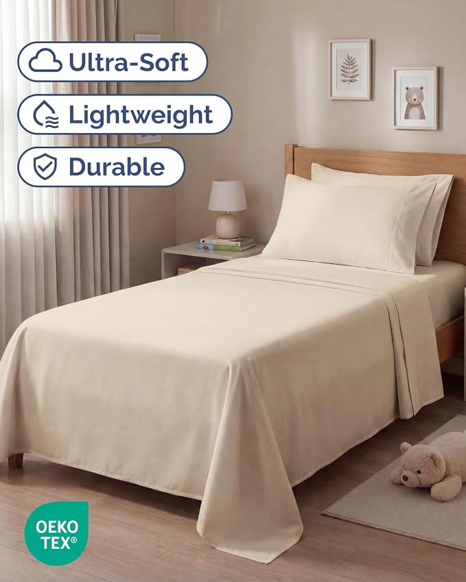 Twin 4 Piece Sheet Set - Comfy Breathable & Cooling - Ultra Soft Hotel Luxury Bedding Set with 8-16 Inch Deep Pockets - 1 Flat & 1 Fitted Sheet & 2 Pillowcases - Cozy, Wrinkle Free & Easy Care - Wheat