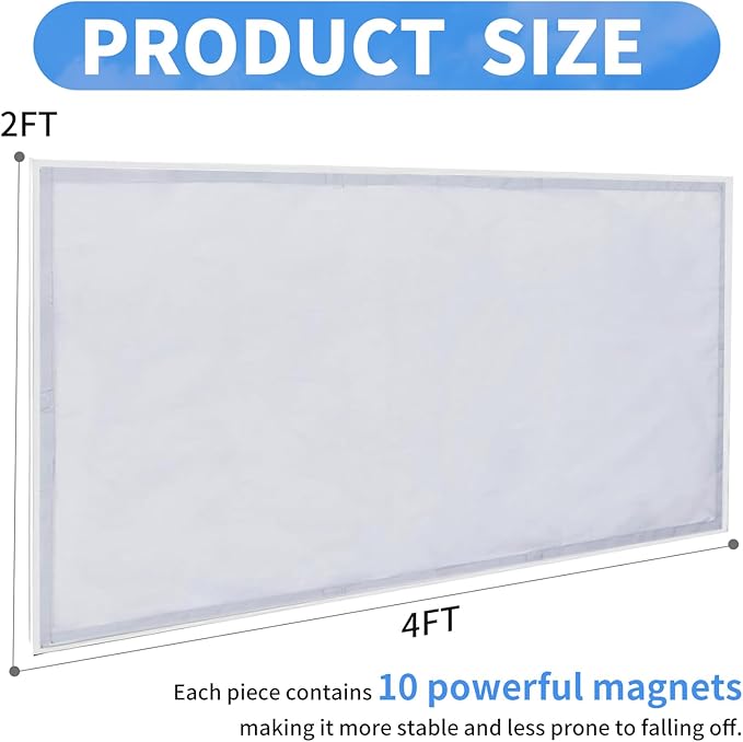 Torixqi 8 Pcs Fluorescent Light Covers for Ceiling Lights Classroom, Magnetic Light Filters, Fluorescent Light Diffuser Covers for Office, Hospitals, Home 4 x 2 Feet (grey)