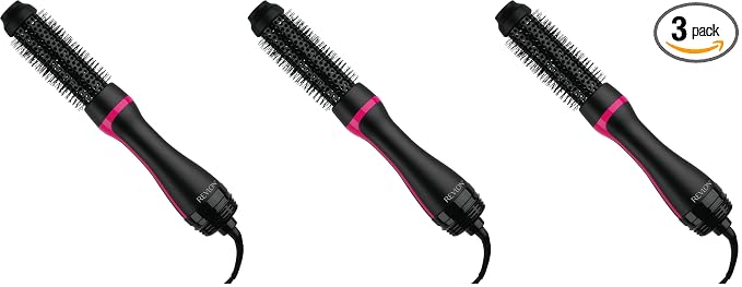 REVLON -Step Hair Dryer and Styler - Root Booster Round Brush for Styling, Dryer Brush for Fast and Easy Salon-Quality Blowout, More Shine-and Less Frizz (1-1/2 in) (Pack of 3)