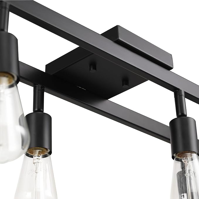 Globe Electric 59811 6-Light Adjustable Track Lighting, Matte Black Industrial Farmhouse Rectangular Frame, Pivoting Heads, E26 Base, Dimmable Ceiling Track Fixture